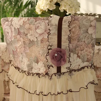 

Romantic Lace Chair Cover Tablecloth Chair Cushion Seat Cover Fabric Chair Back Covers Home Decoration