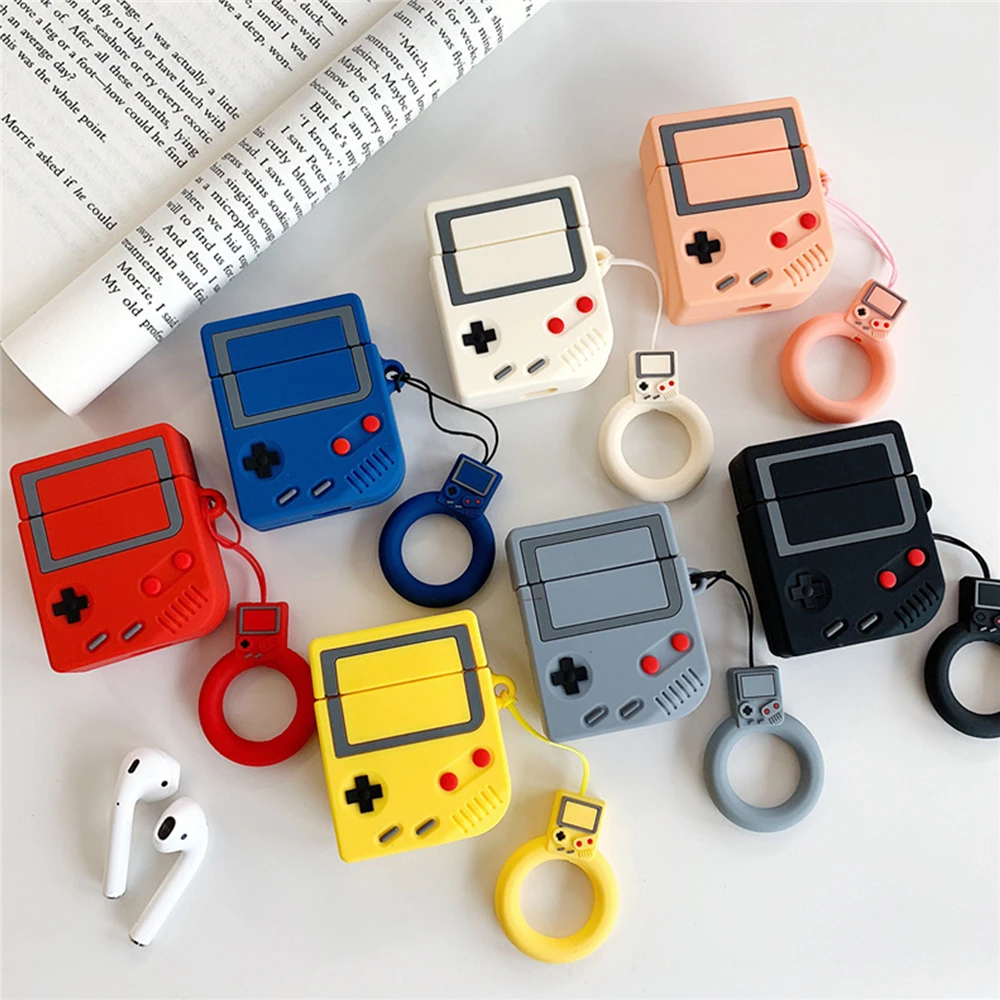 

For AirPods 1/2 Earphone Case Retro Game Console Style Silicone Cover for Apple Airpods Portable Charging Case & Anti-lost Strap