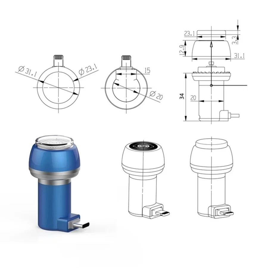 Портативная мини мужская электробритва, бритва для путешествий, кемпинга, usb type-C, для iphone, мобильного телефона, перезаряжаемый триммер для удаления волос бороды