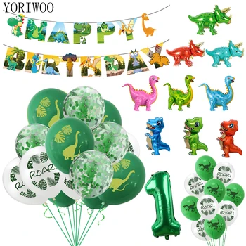 

YORIWOO Dino Dinosaur Party Supplies Jurassic World Roar Balloons Air Happy Birthday Party Decorations Kids 1st Baby Shower Boy