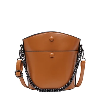 

Fashion solid color PU leather chain bucket bag High quality handbag women's Shoulder Messenger Bag bolsa feminina bag women