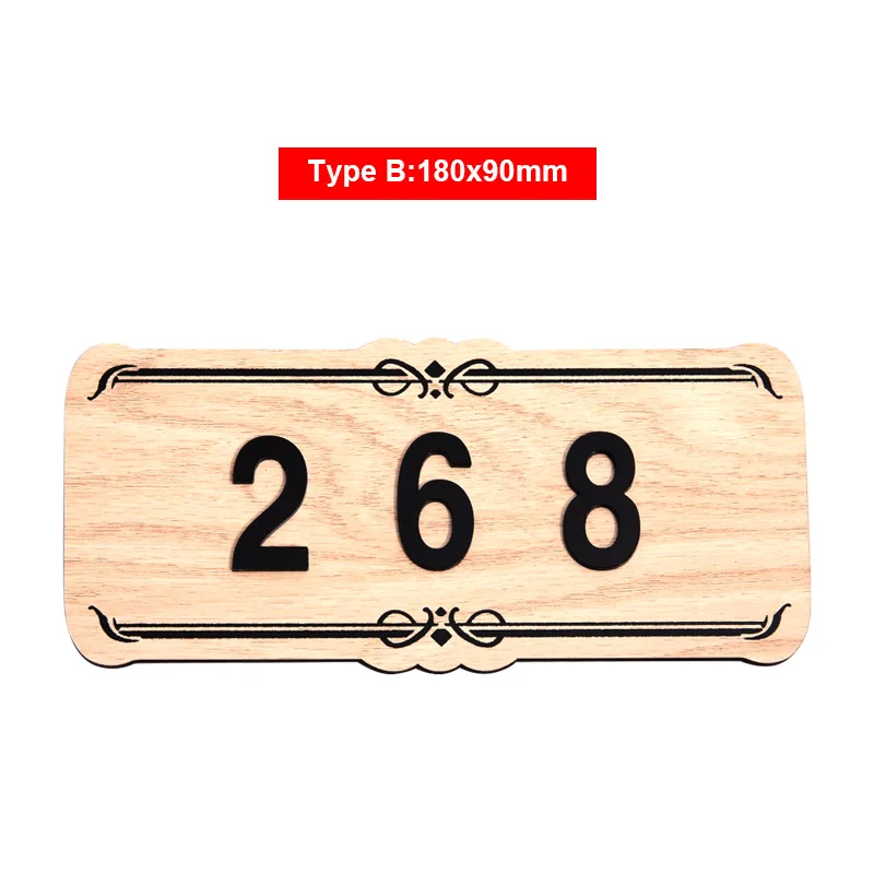 Цифровой номер двери самоклеющиеся наклейки деревянная доска акриловый номер дома индивидуальные номера двери для гостиницы квартиры дома ворота - Цвет: B type