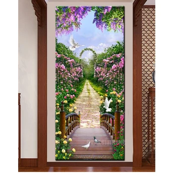 

5D diamond painting large size Garden arch bridge, pigeon decor full square round cross stitch mosaic embroidery sale N1301