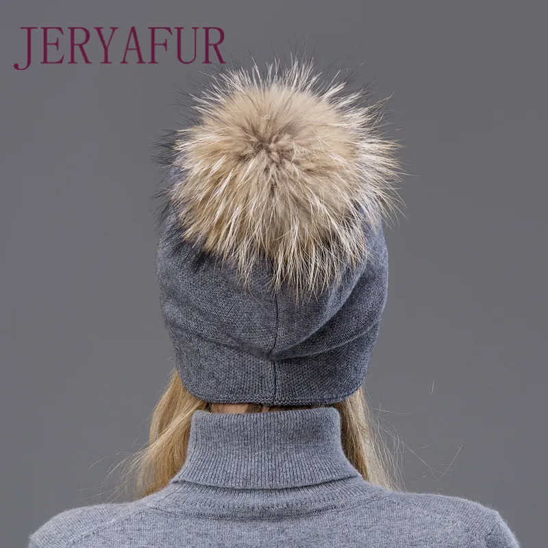 COLOR2 heisser Die wolle gestrickte hut frhuhling herbst und winter warme earmuff frau cappe mit Fuchs pelz Pompom auf die top zwei - Цвет: COLOR2