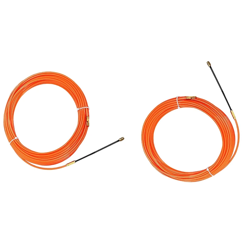 Growment 4Mm 40 MèTres De Dispositif De Guidage Orange En Nylon De Cable éLectrique Push Pullers Duct Snake Rodder Fish Tape Wire 