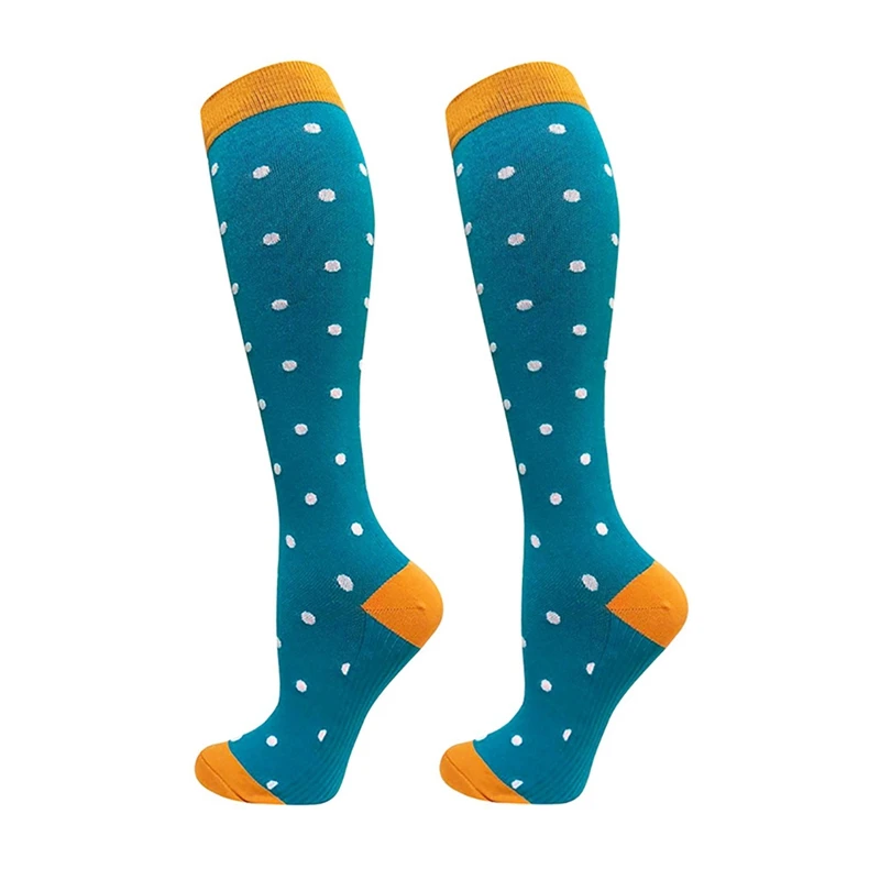 Компрессионные спортивные носки для женщин и мужчин до колена/длинные полиэфирные нейлоновые Чулочные изделия с принтом, аксессуары для обуви - Цвет: Q