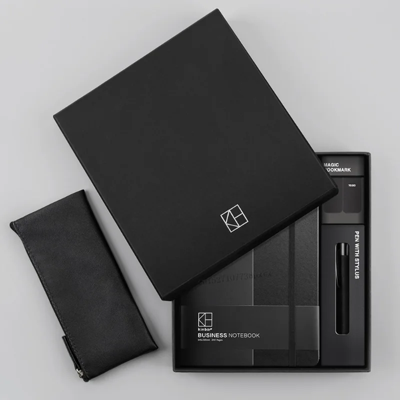 Xiaomi Kinbor Бизнес ручка для записной книжки наборы подарочных коробок карандашей, пенал шариковая ручка закладки Многофункциональная офисная Конференция расходные материалы - Цвет: Черный