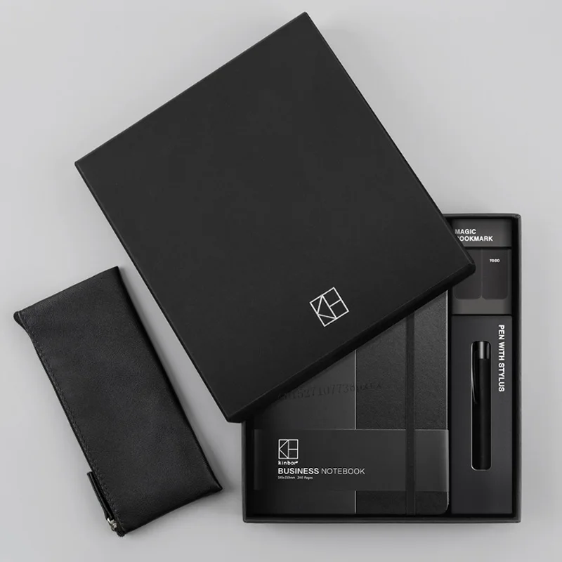 Черный Xiaomi Kinbor Бизнес ручка для записной книжки наборы подарочных коробок карандашей, пенал шариковая ручка закладки Многофункциональная офисная Конференция расходные материалы - Цвет: Черный