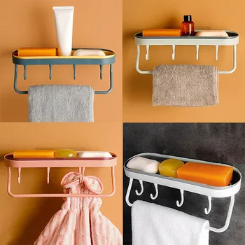 

Punch-free Bathroom Organizer Rack Shampoo Cosmetic Storage Rack Bath Kitchen Towel Holder Household Items Bathroom Accessories