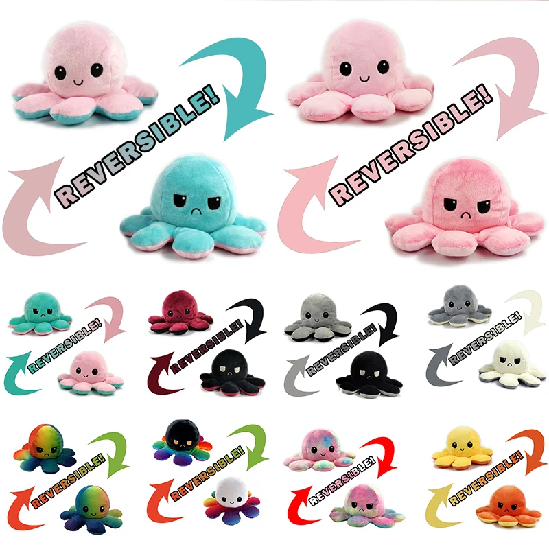 

Reversible Cat Gato Kids Soft Gift Plushie octopus Plush Animals Double-Sided Flip Doll Cute Toys Girl Room decoration