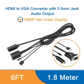 

HDMI To VGA Converter Cable With 3.5mm Jack Audio Output & USB Cable Audio Video Adapter For PC Laptop Monitor TV DVD Player
