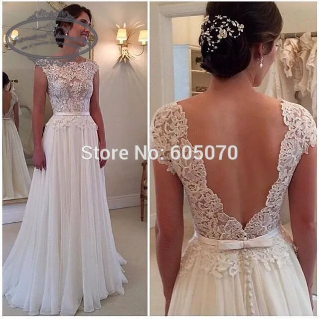 vestido de noiva новые шифоновые и кружевные свадебные Платья Vestidos de Noiva свадебное платье с открытой спиной и короткими рукавами