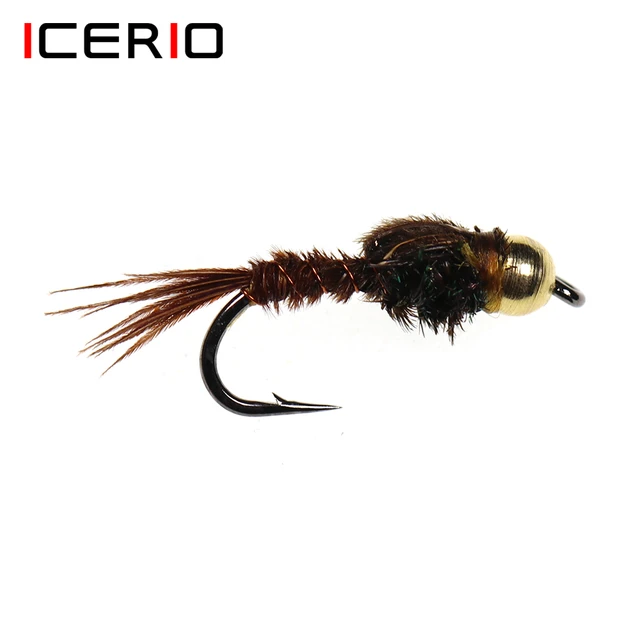 ICERIO 6PCS Bead Head Pheasant Tail Nymph Fly Fishing Flies Trout and Bass  Wet Fly Patter