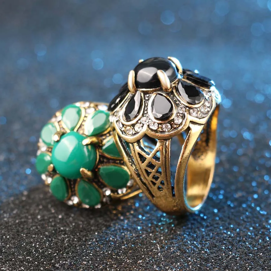 Wbmqda-HOT-2018-Fashion-Black-Green-Resin-Crystal-Rings-For-Women-Unique-Vintage-Gold-Flower-Ladies (1)