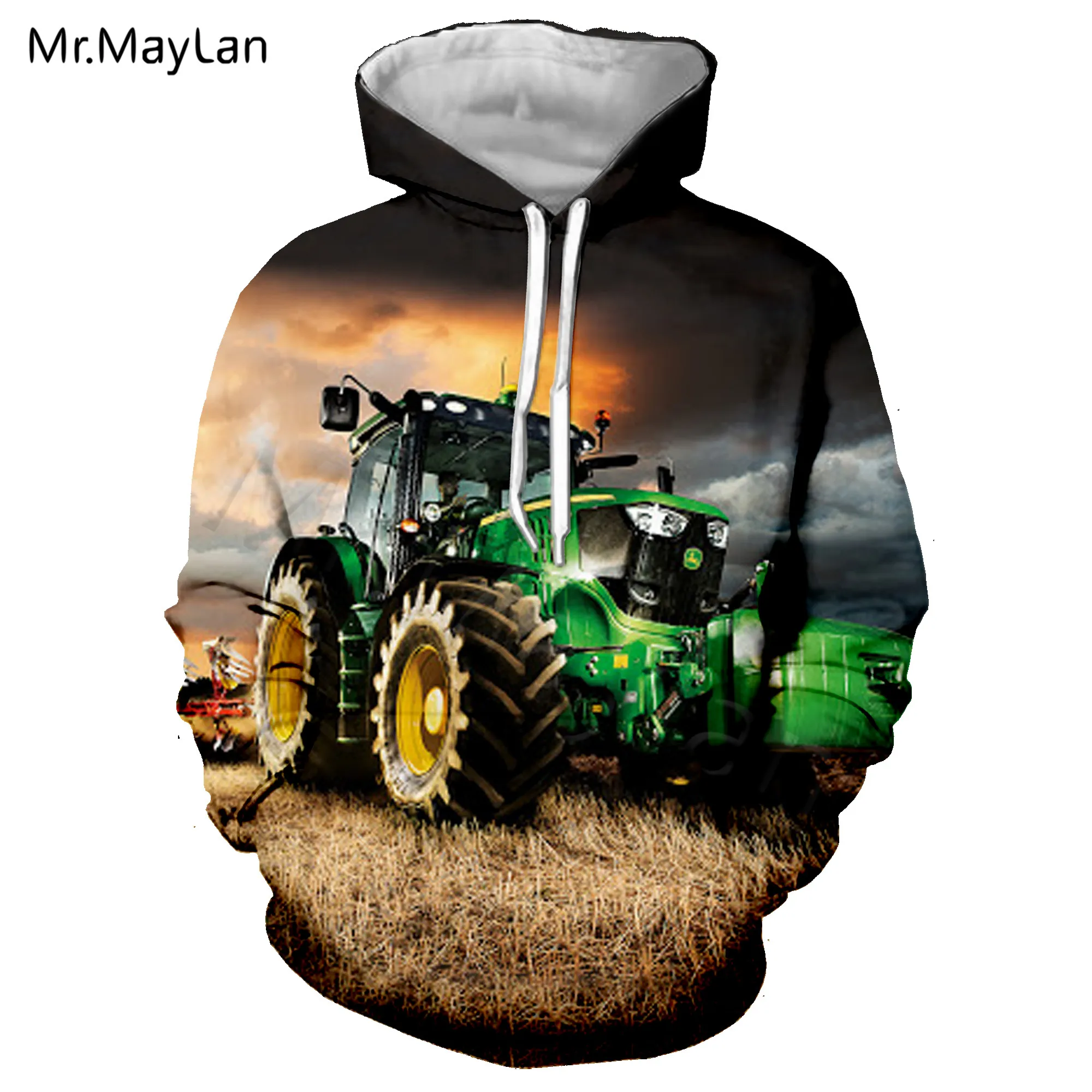 Sudadera con capucha para hombre y mujer, con estampado 3D de tractor y coche, estilo hip hop, unisex, 2020