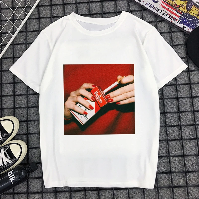 Модная летняя новинка, Mona Lisa, для девочек, для курения, Забавный принт, Harajuku, повседневный уличная одежда, спортивный костюм, свободная, индивидуальная, модная женская футболка|Футболки| | АлиЭкспресс
