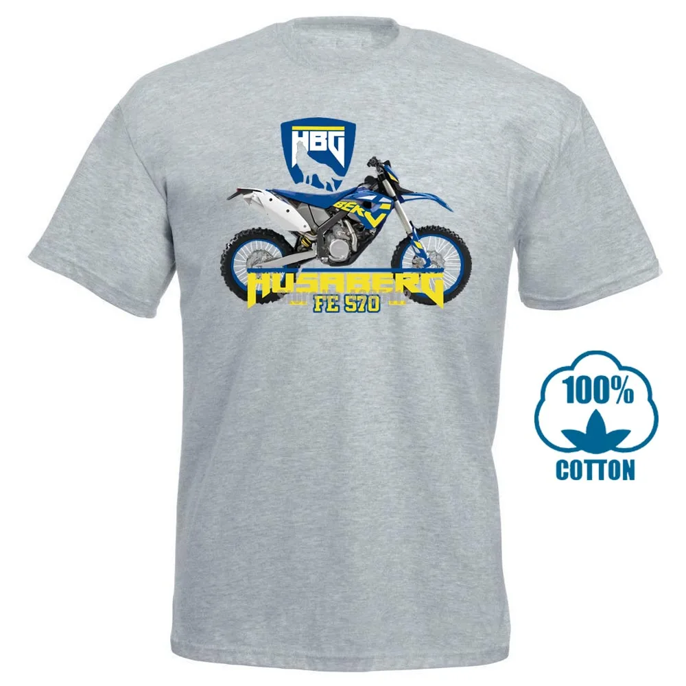Серый Модная футболка Husaberg Motorrad Husaberg Fe 570 Dirt Bikes Hobby Fan футболка 015174 - Цвет: Серый