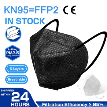

Black Breathable Kn95 Masks 95% Filtration 5layers Reusable Non-Woven Air Pollution Carbon Filter Anti-Dust Face Masks Mascarill