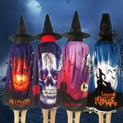 Хэллоуин вечерние призрачная летучая мышь дети косплей костюм ткань ужас Хэллоуин плащ + шляпа для мальчиков и девочек