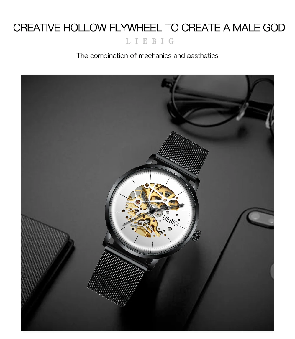 LIEBIG L3001 Horloge водонепроницаемые кварцевые мужские Horloge Mannen повседневные Datum Klok Mannelijke Lederen Riem деловые Horloge Relogio