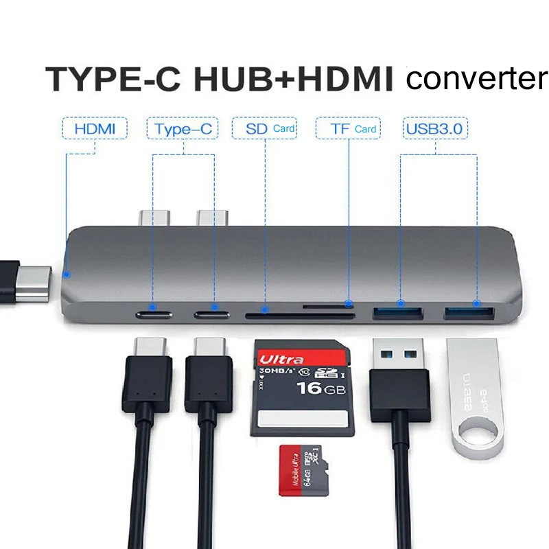 Usb type-C к VGA HDMI адаптер USB3.0 USB-C PD зарядный концентратор разветвитель