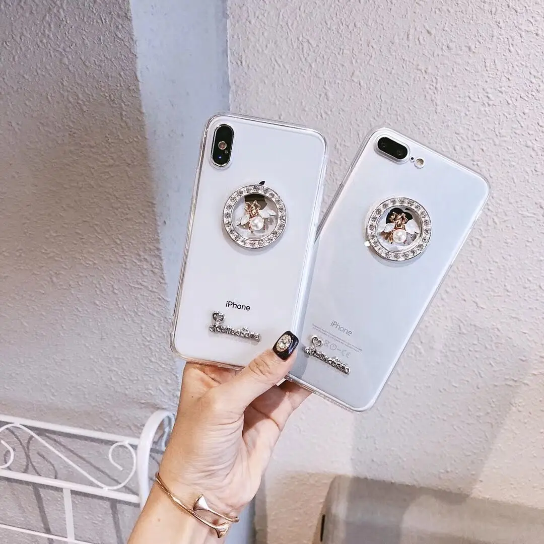 

case for iPhone 11 XR 7 8 11 Pro Max X XS Max Plus 6 6s cover Luxury Diamond BeesTransparent case