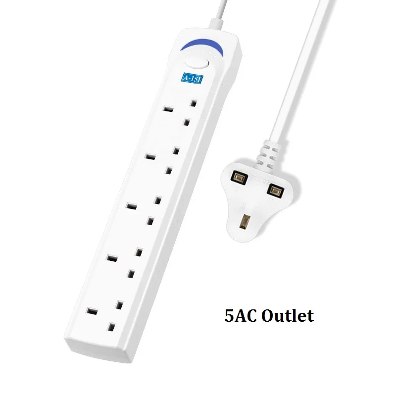 5AC Outlet USB Мощность полосы бытовой электроники Быстрая зарядка розетка с USB 3/4/5 AC UK Разъем гнездо для шнура удлинителя 1,8 M 3M USB кабель - Цвет: 5AC Outlet