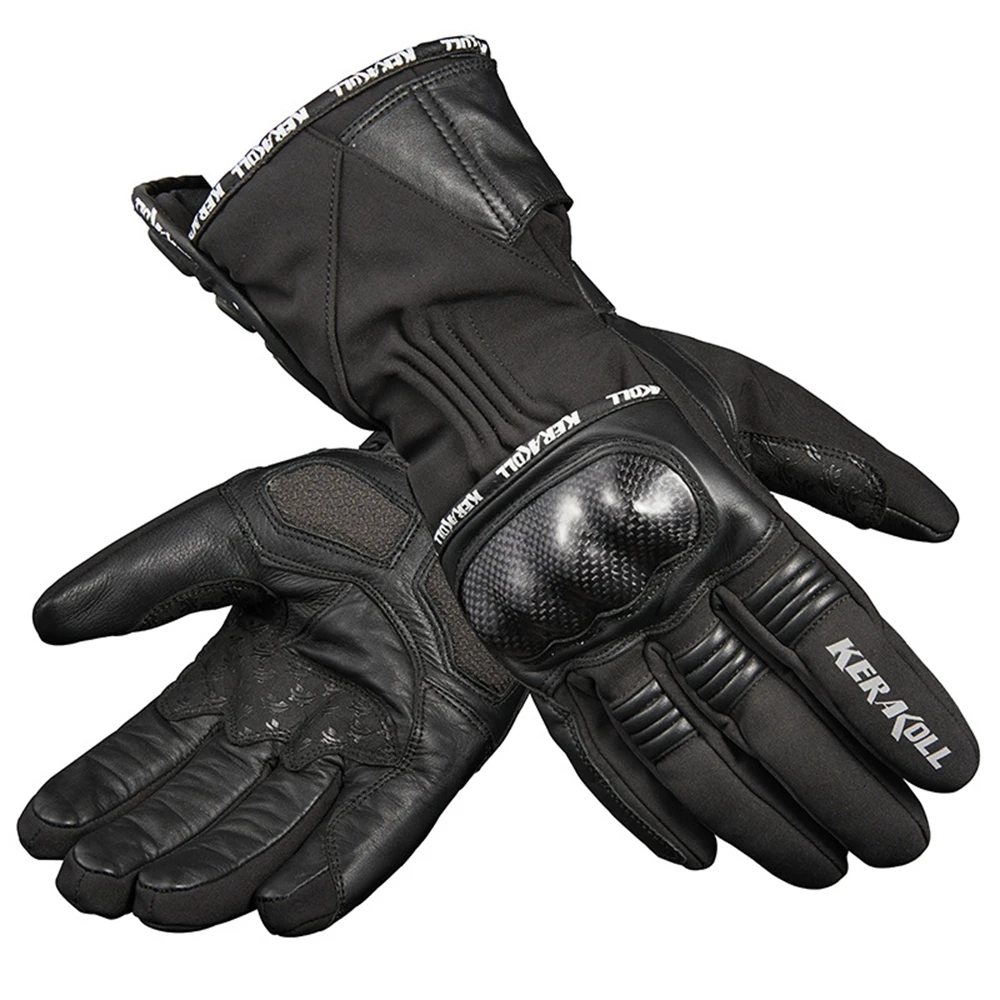 KEMIMOTO Motorcycle Winter Gloves Leather Moto Racing Full Finger