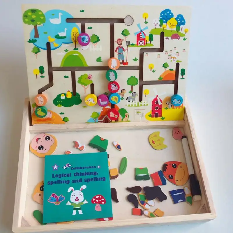 

Montessori Early Education Children's Puzzle Digital Clock Animal Walking Track Maze Game Fight Hard Artboard Two In One Toy
