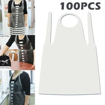 

100PCS Hot Healthcare Waterproof Hospital High Density Polythene Disposable Apron Body Protection BBQ Apron PE Kitchen Gardgets