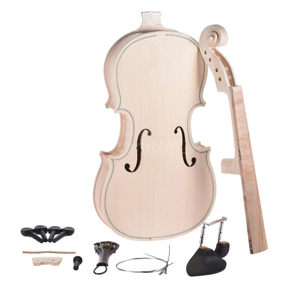 NAOMI VIOLIN 4/4 3/4 1/2 1/4 1/8 Unfinished Raw Violin Body Solid Wood WAccessories SET | Спорт и развлечения