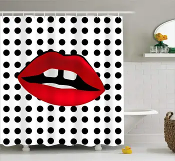 

Girls Lips Print Polyester Fabric Decor Bath Curtain with Free Hooks High Pixel Lifelike Waterproof Shower Curtain for Home