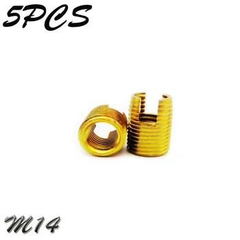 

5Pcs M14 Galvanized Self Tapping insert Screw Bushing 302 Slotted Type Wire Thread Insert Nut Repair