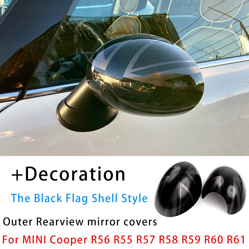 The Black Flag Shell Car Rear View Mirror Covers For Mini Cooper S R56