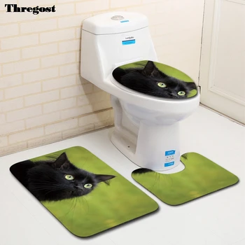 

Thregost Animal Print 3D Bath Mat 3pcs Bathroom Mat Set Carpet for Bathroom Microfiber Doormats Eco-Friendly Rugs for Home Decor