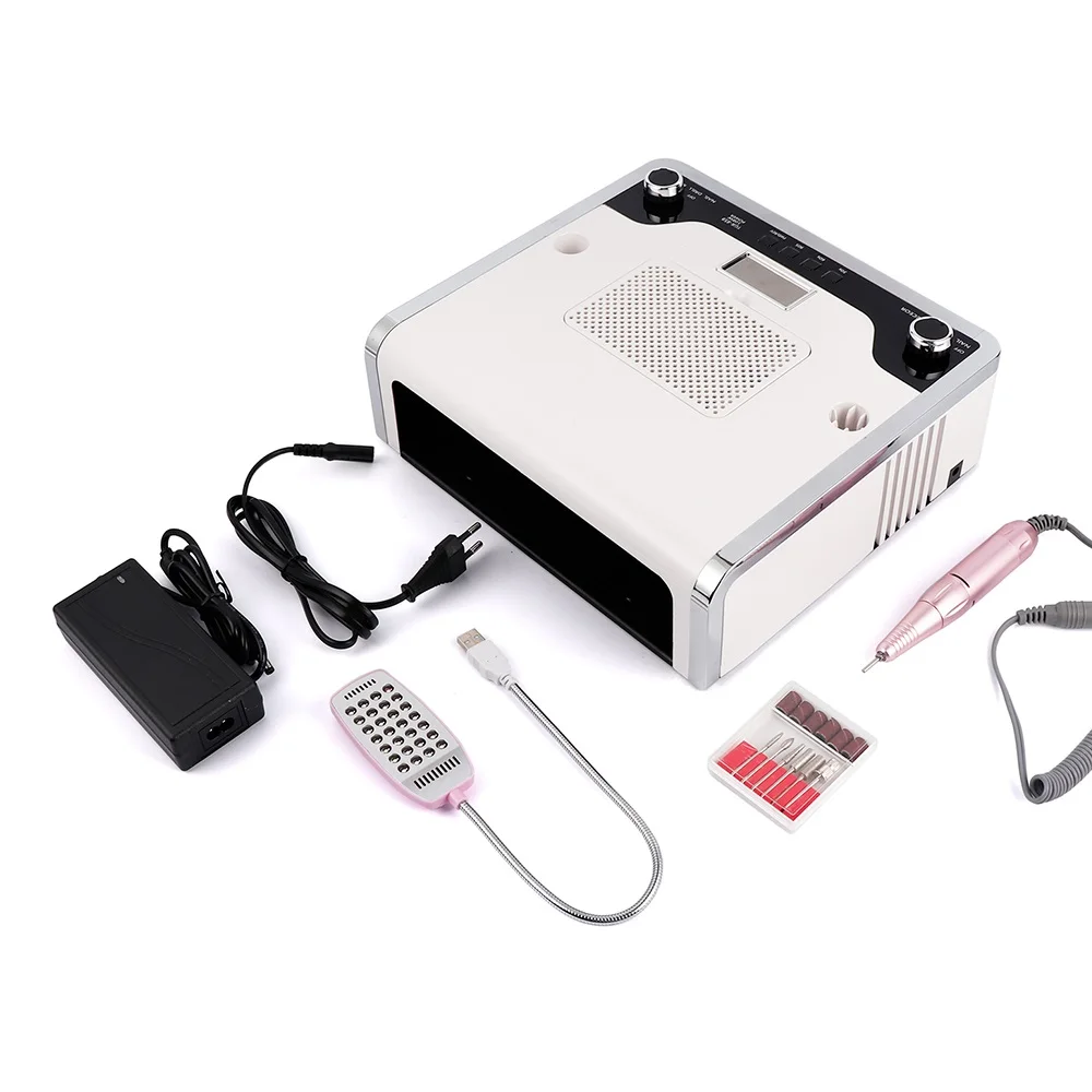 3 in 1 30000RPM Electric Nail Drill Polisher Nail Dust Cleaner Vacuum Suction Machine Nail Gel File Curing Dryer Manicure Device