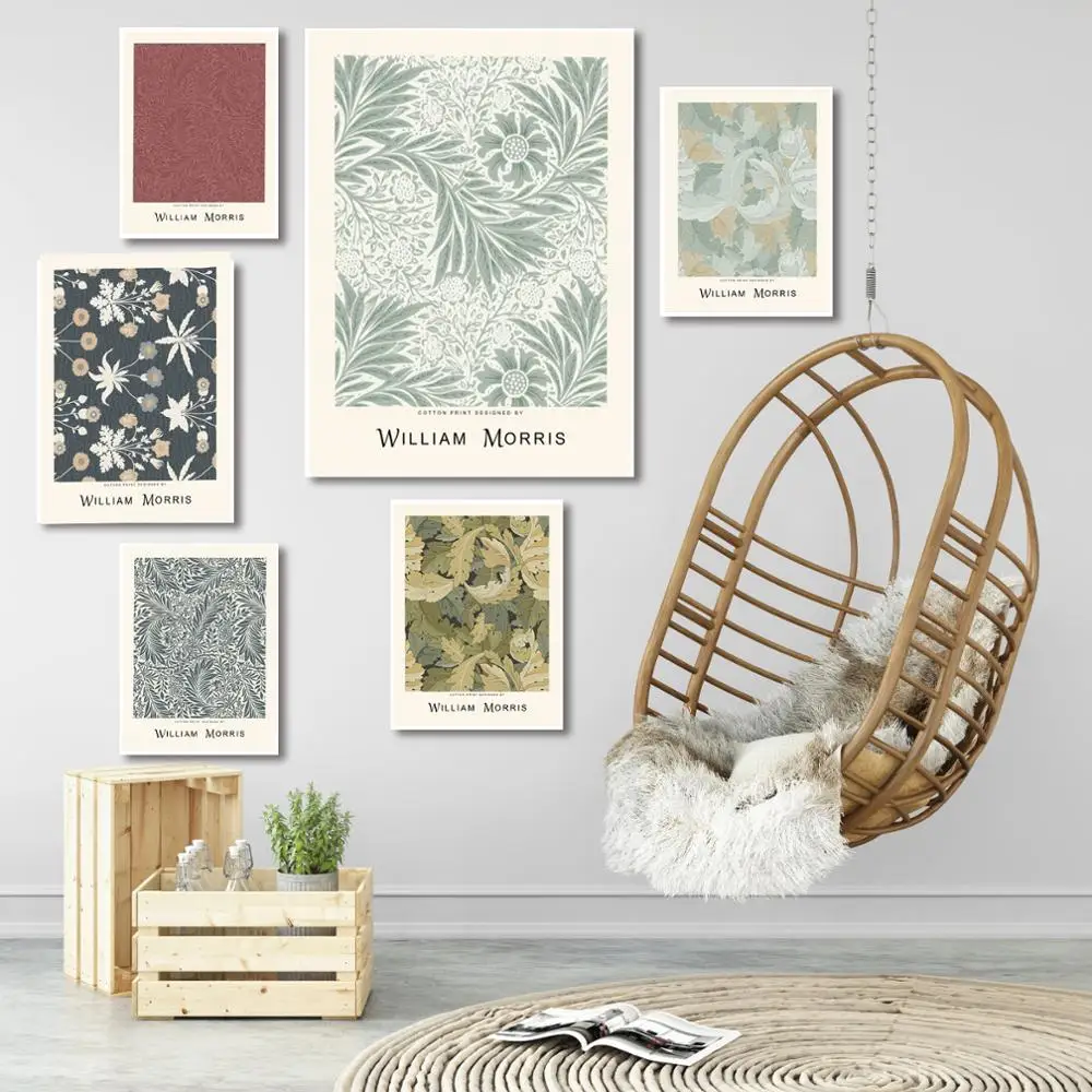 

William Morris Nordic Canvas Paiting Abstract Style Wall Pictures Prints And Posters Flowers Plant Scandinavian Home Decoration