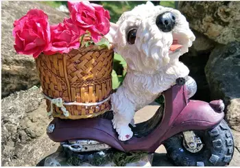 

Motorcycle dog flower pot creative animal zodiac dog flower garden furnishings animal crafts Home decoration crafts