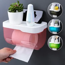Waterproof Wall Mount Toilet Paper Holder Shelf Toilet Paper Tray Roll Paper Tube Storage Box Creative Tray Contact Paper E0876 tanie tanio CN (pochodzenie) Z tworzywa sztucznego