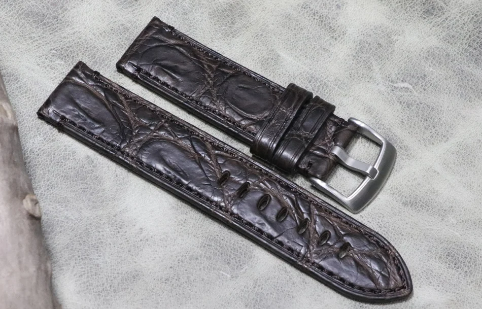 

Handmade Wristband 22mm High-end Crocodile Alligator Leather Watch Band Strap high quality vintage leisure Watch belt Bracelet
