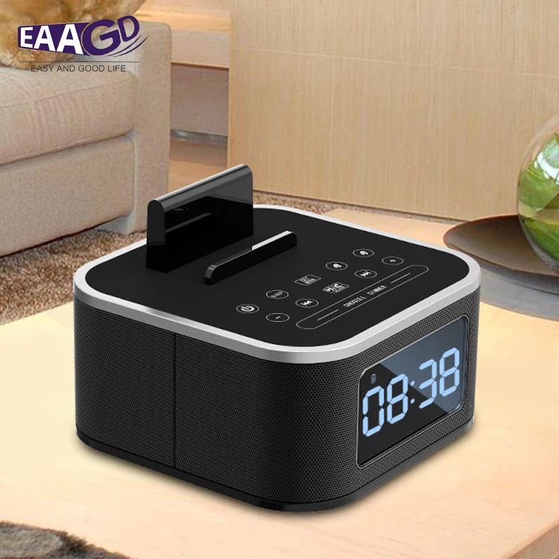 Прикроватный Мини светодиодный Будильник Bluetooth динамик стерео музыкальный плеер