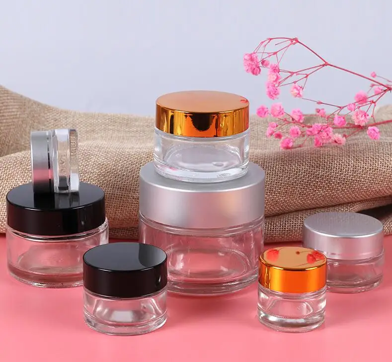 1pcs 5g/10g/15g/20g/30g/50g/60g/100G Glass Refillable Bottles Travel Face Cream Lotion Cosmetic Container Empty Makeup Jar Pot 2