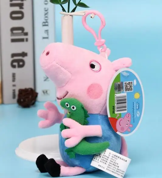 Подлинная Свинка Пеппа плюшевая фигурка кукла брелок 13 см Свинка Пеппа Peluche Джордж друзья дедушка бабушка рождественские подарки игрушки для детей - Цвет: E