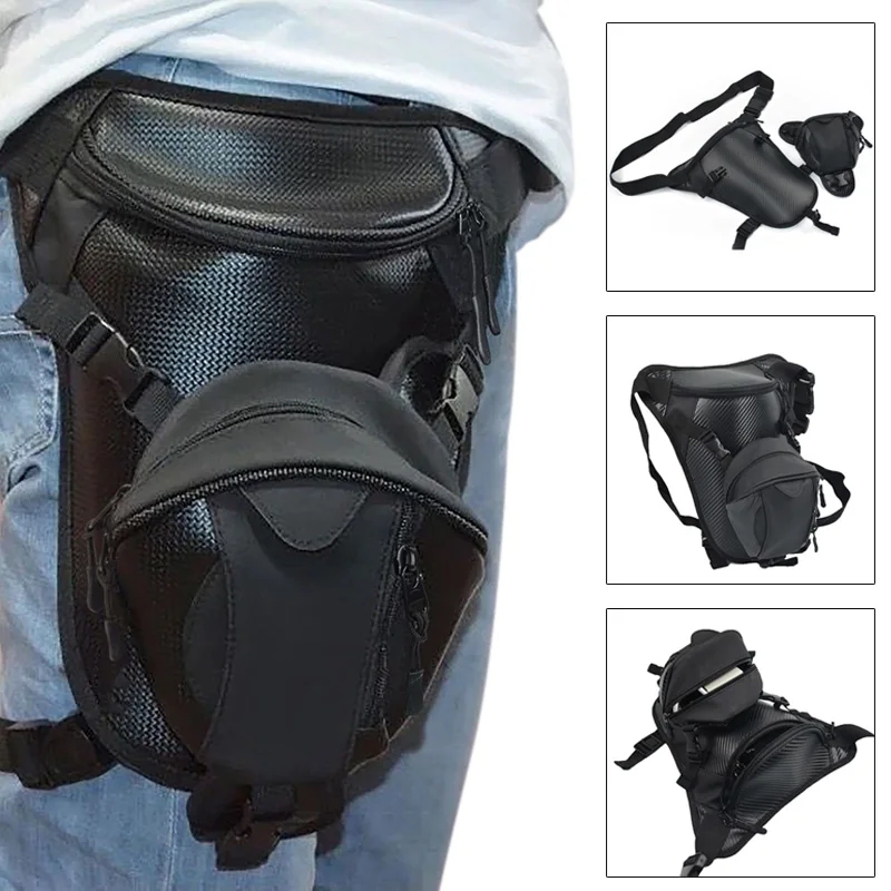 Men Motorcycle Riding Leg Bag Waterproof Outdoor Locomotive Waist Bag New - Цвет: Черный