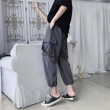 Г. Весенне-Осенние Новые Популярные Молодежные комбинезоны однотонные Прямые повседневные штаны с заниженной талией, черные M-2XL