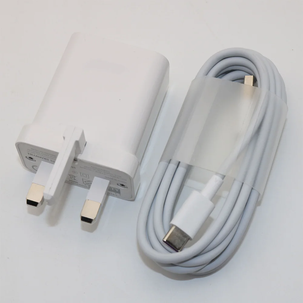 huawei Supercharge USB быстрое зарядное устройство EU/UK/US штекер 4.5V5A type C USB кабель для передачи данных для P10 20 30 P9 plus mate 9 10 pro lite - Тип штекера: UK charger x cable