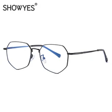 SHOWYES многоугольная форма очки против голубого излучения женские металлические оправы Золотой неровный персональный компьютер игровой очки для мужчин 038