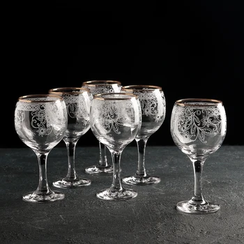 

Set of wine glasses 260 ml "Acacia", 6 pcs, engraving, gold layering