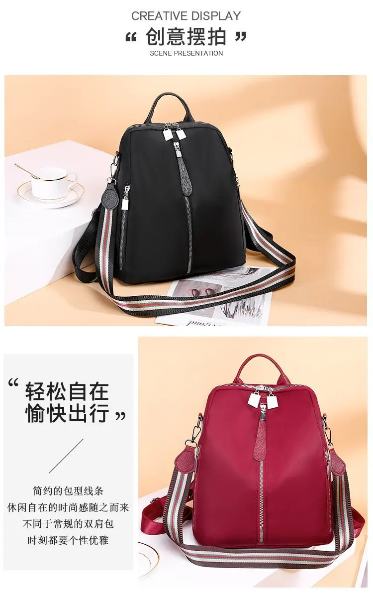 New Style Oxford Cloth Top Grade Elegant Hot Selling Waterproof Casual Backpack Hipster Ribbon WOMEN'S Bag Wholesale 383