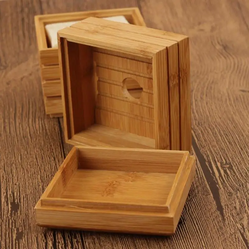 Handmade Wood Bamboo Soap Box Dish Tray Case Bathroom Cleaner Shower Holder Environmental Friendly Soap Storage Box Dropshipping